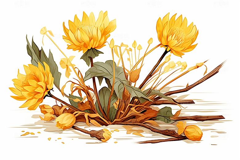 黄莲药方医疗插画