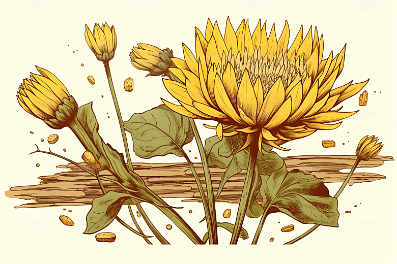 黄莲药方中药材插画