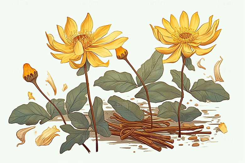 黄莲植物健康插画