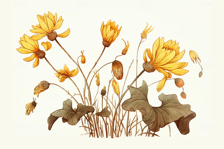 黄莲中药材药方插画