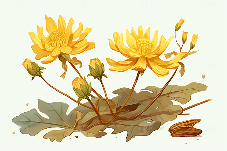 黄莲药方养生插画