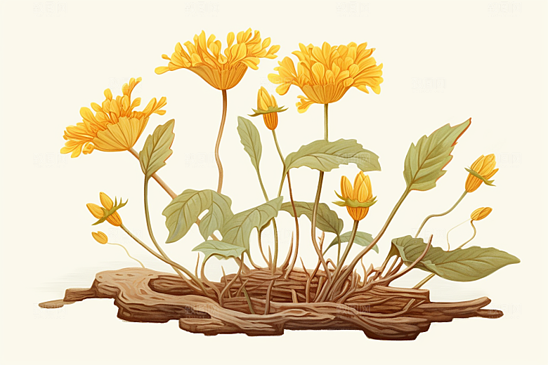 黄莲保健中草药插画