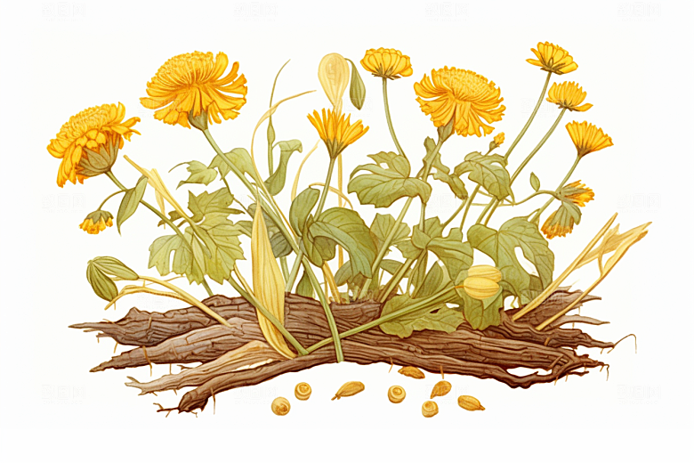 黄莲手绘养生插画