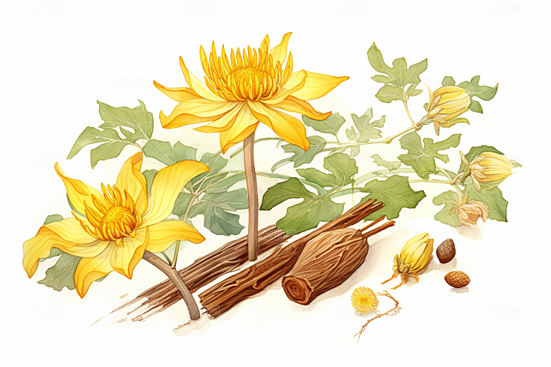 黄莲手绘健康插画