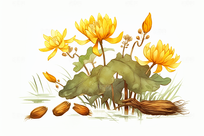 黄莲中草药中医插画