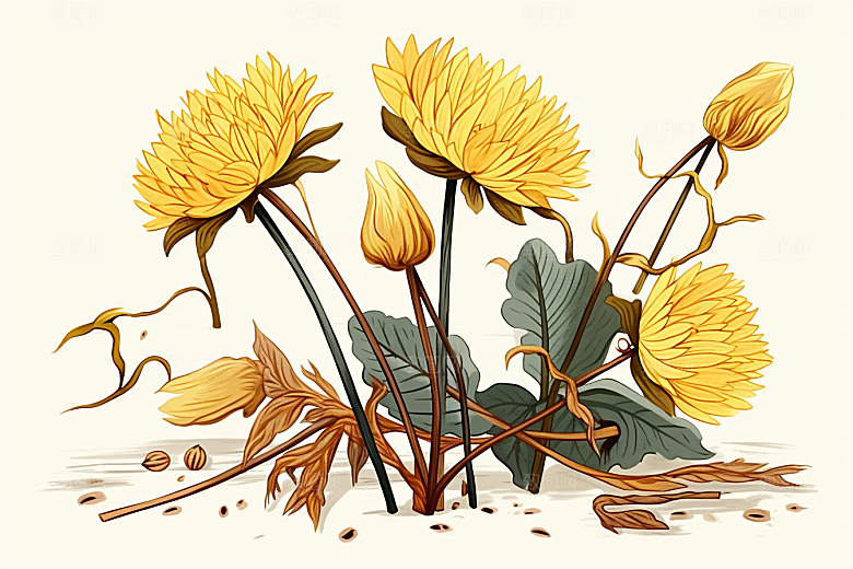 黄莲中药材植物插画