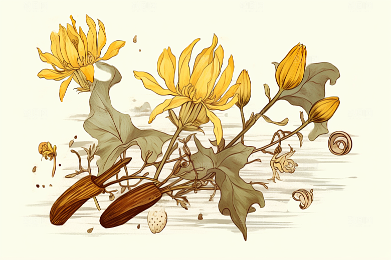 黄莲中医医学插画
