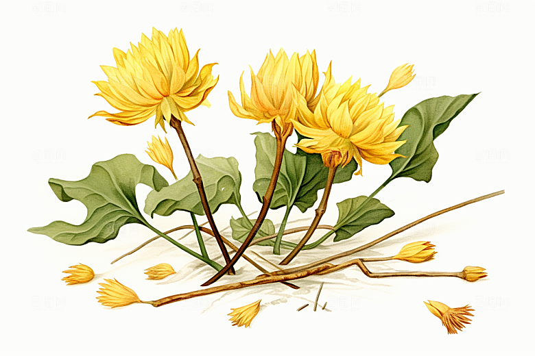 黄莲医疗植物插画