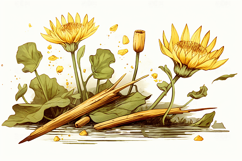 黄莲中草药健康插画