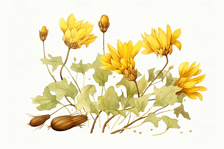 黄莲中药材医疗插画