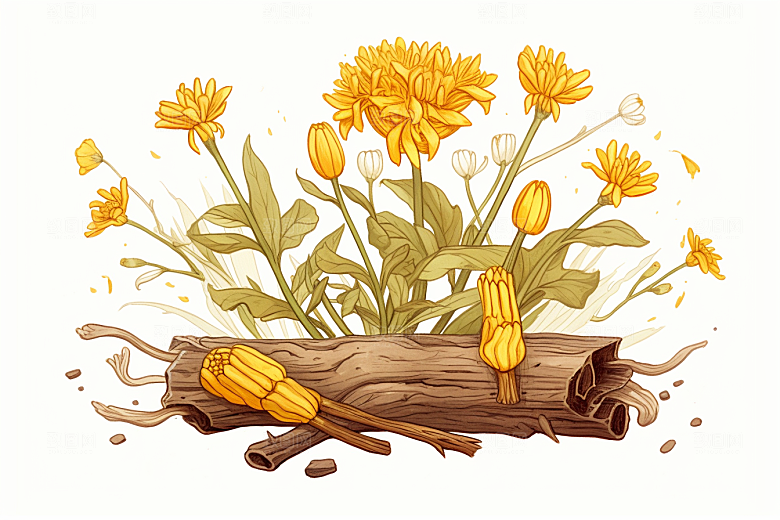 黄莲医学植物插画