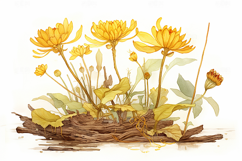 黄莲药方手绘插画