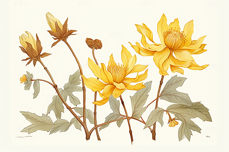 黄莲保健中草药插画