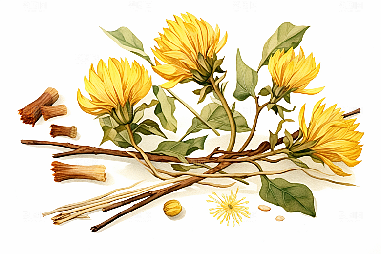 黄莲医疗药方插画