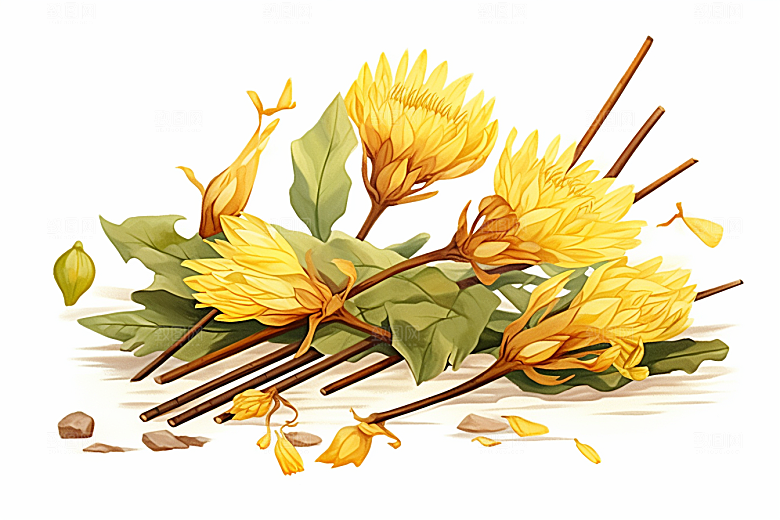 黄莲植物中草药插画