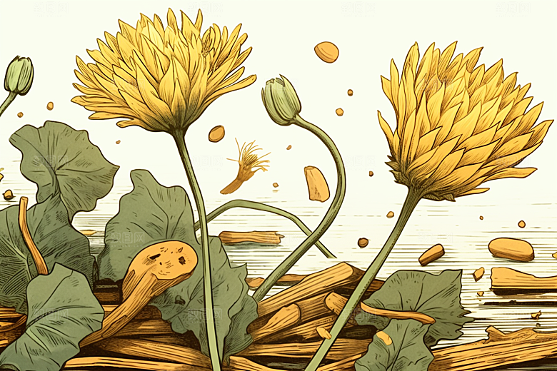 黄莲医疗中草药插画