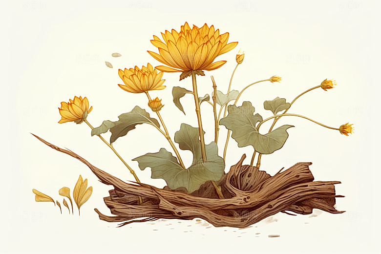 黄莲医学中草药插画