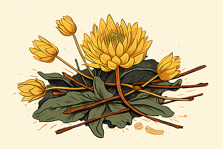 黄莲手绘中医插画