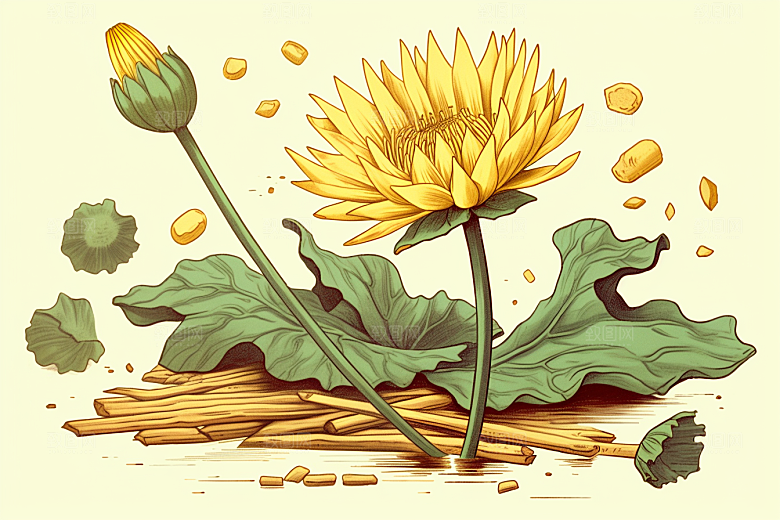 黄莲中草药医学插画