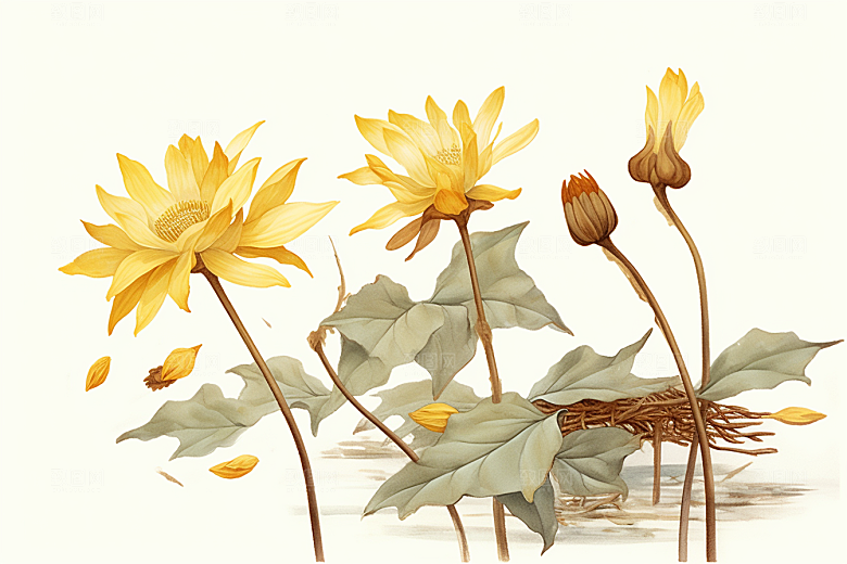黄莲中药材医疗插画