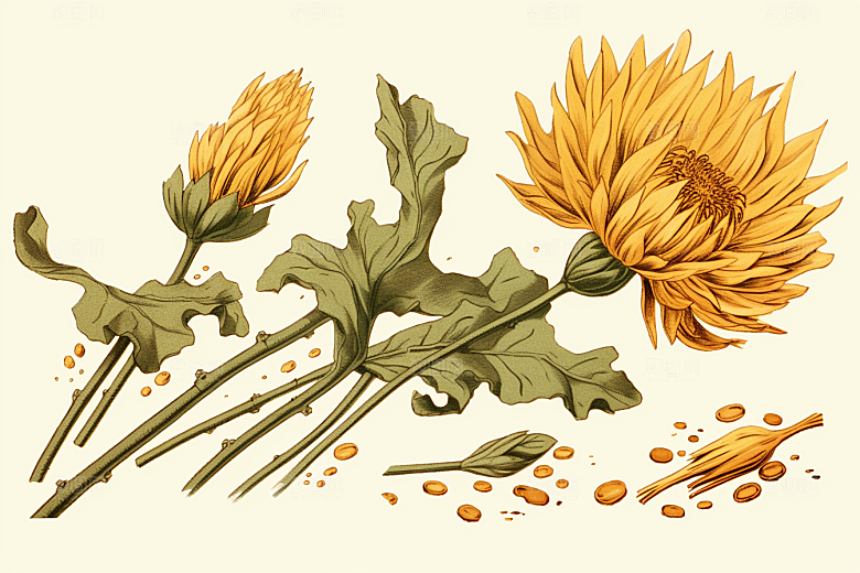 黄莲药方中草药插画