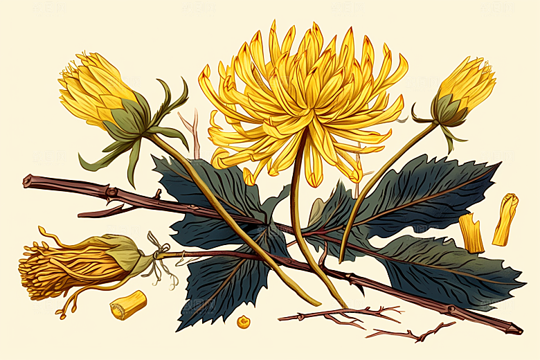 黄莲药方植物插画