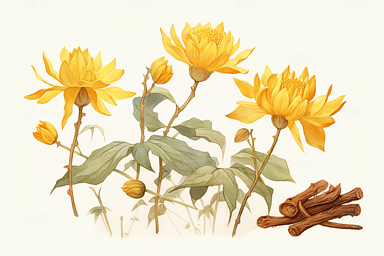 黄莲养生保健插画