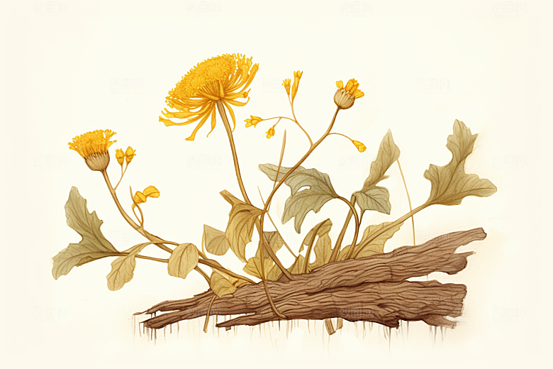 黄莲中草药中医插画