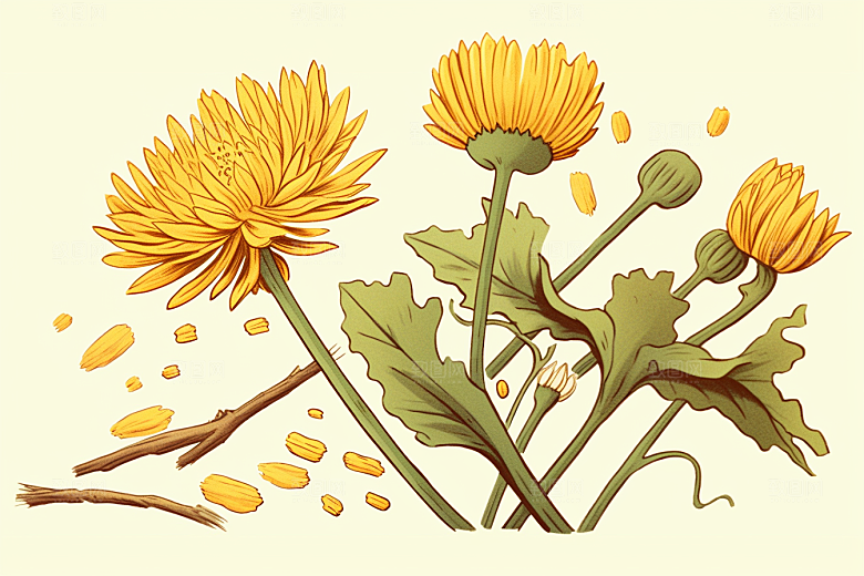 黄莲植物医学插画