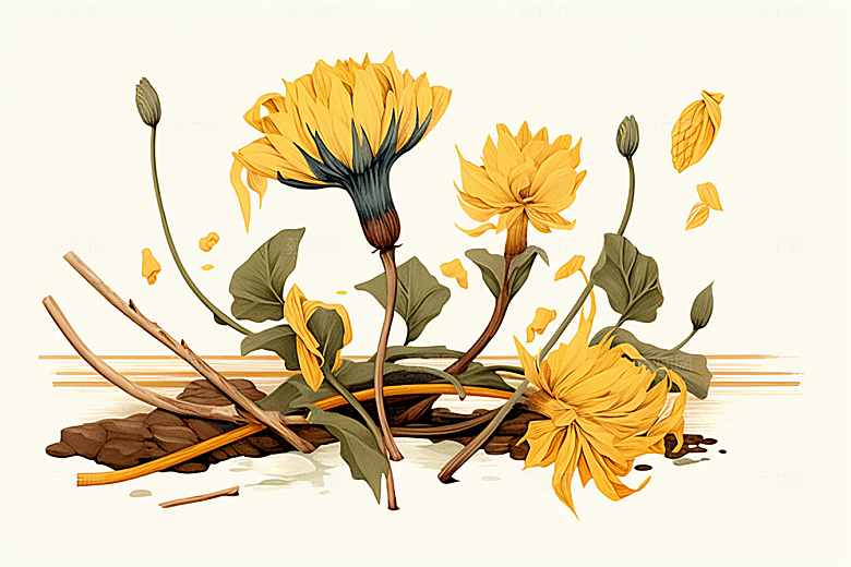 黄莲医疗植物插画