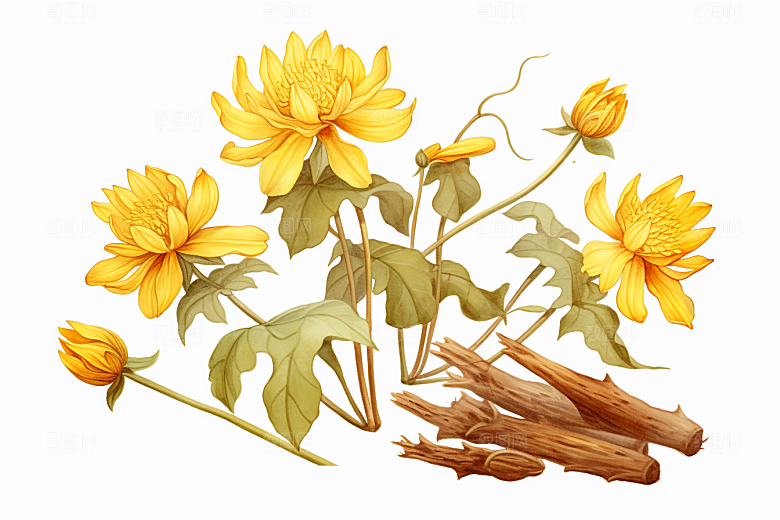 黄莲中医养生插画