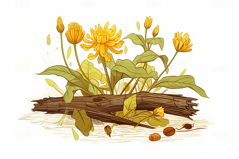 黄莲药方中医插画
