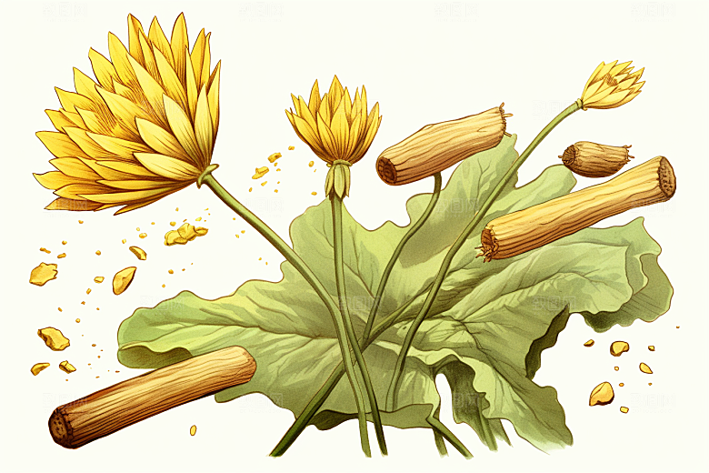 黄莲中草药保健插画