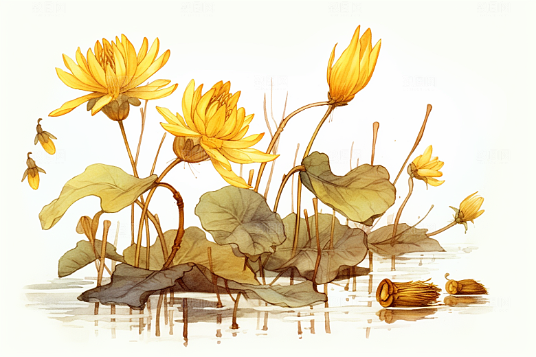 黄莲健康中药材插画