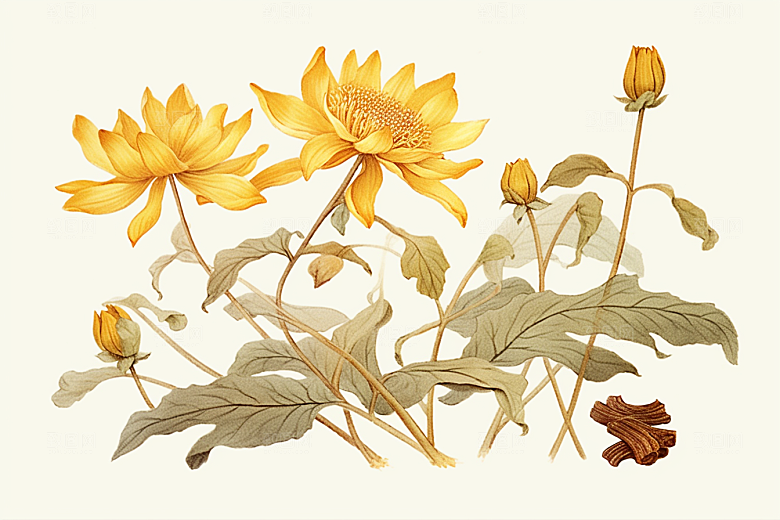 黄莲医学中草药插画