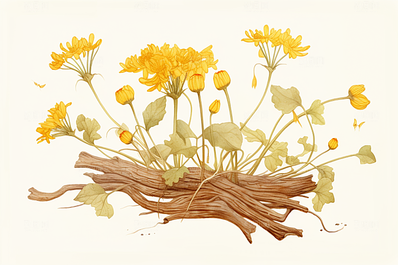 黄莲中医健康插画