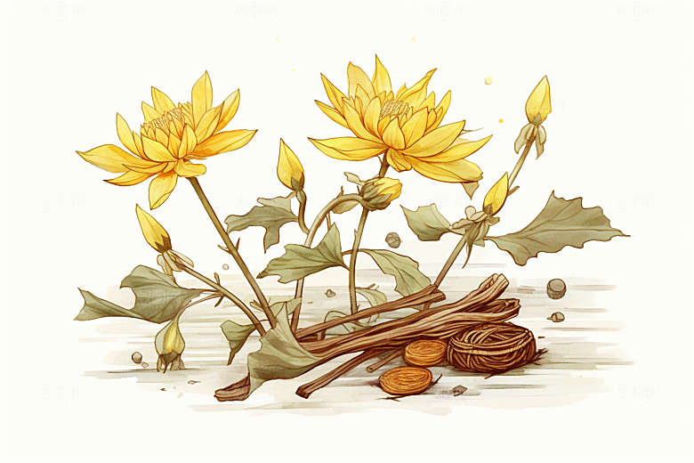 黄莲药方中医插画
