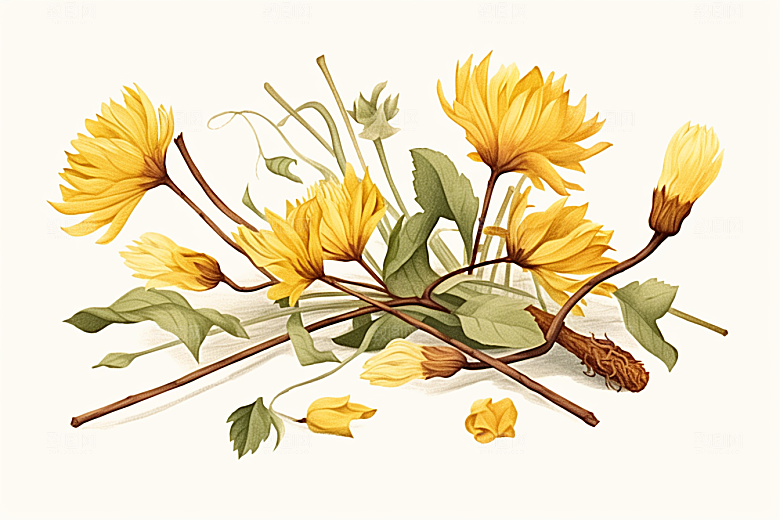 黄莲中药材中医插画