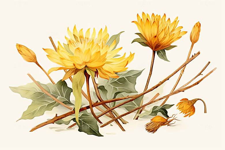 黄莲中医养生插画