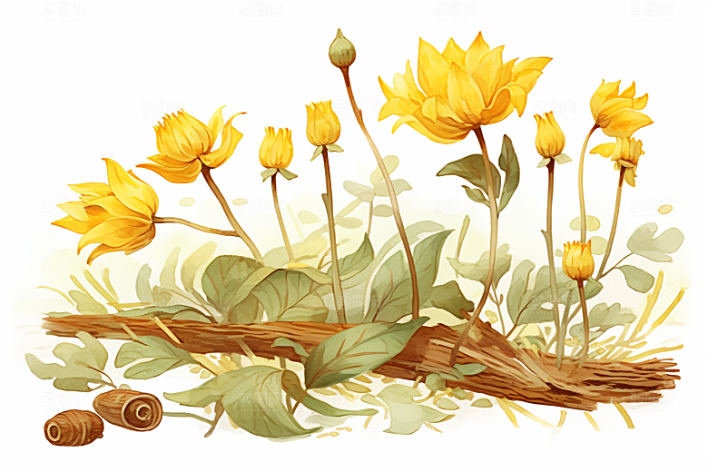 黄莲中草药医疗插画