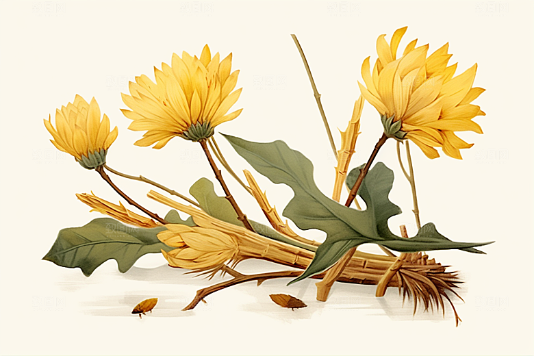 黄莲药方中草药插画