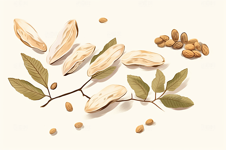 黄芪手绘中药材插画
