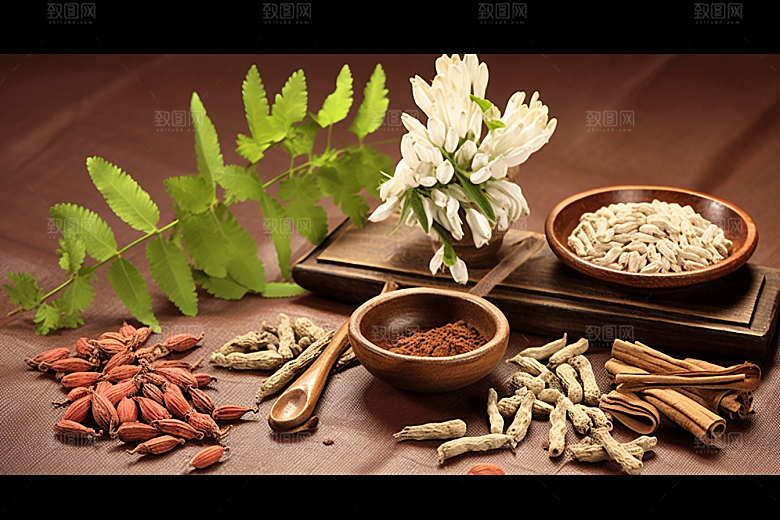 黄芪中草药医疗插画