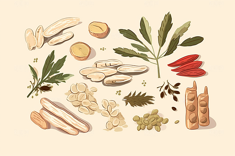 黄芪医学植物插画