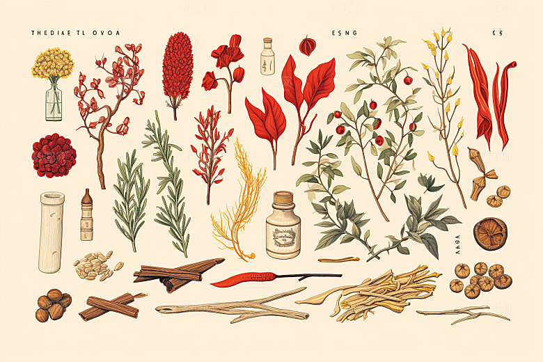 黄芪中草药养生插画