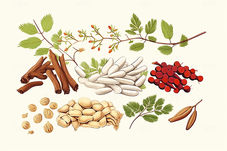 黄芪中医植物插画