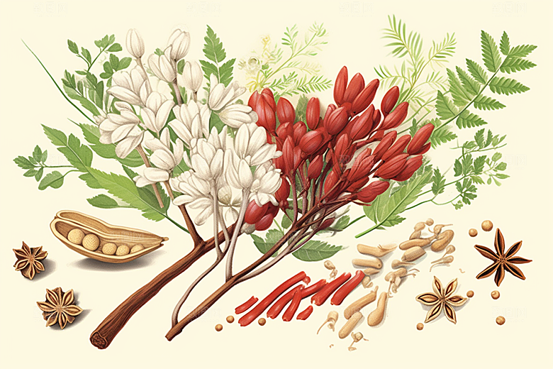 黄芪中草药医疗插画