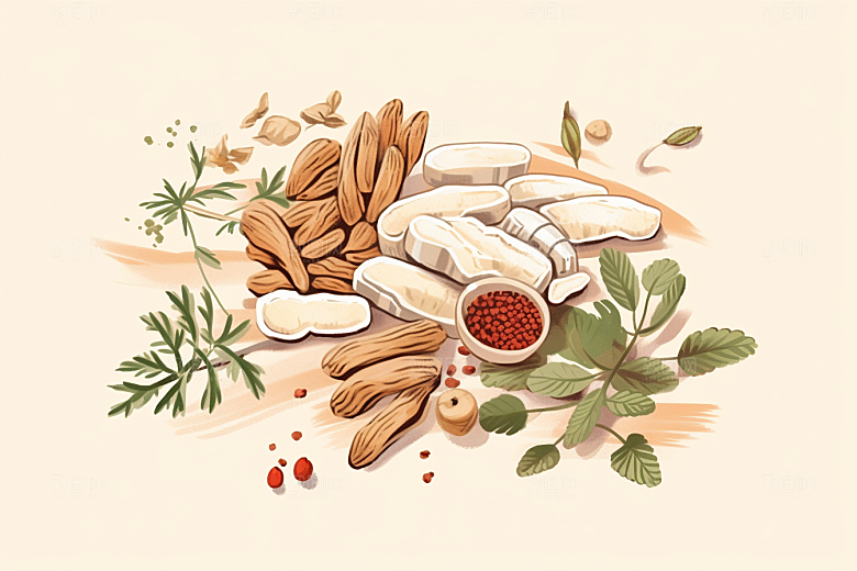 黄芪手绘健康插画
