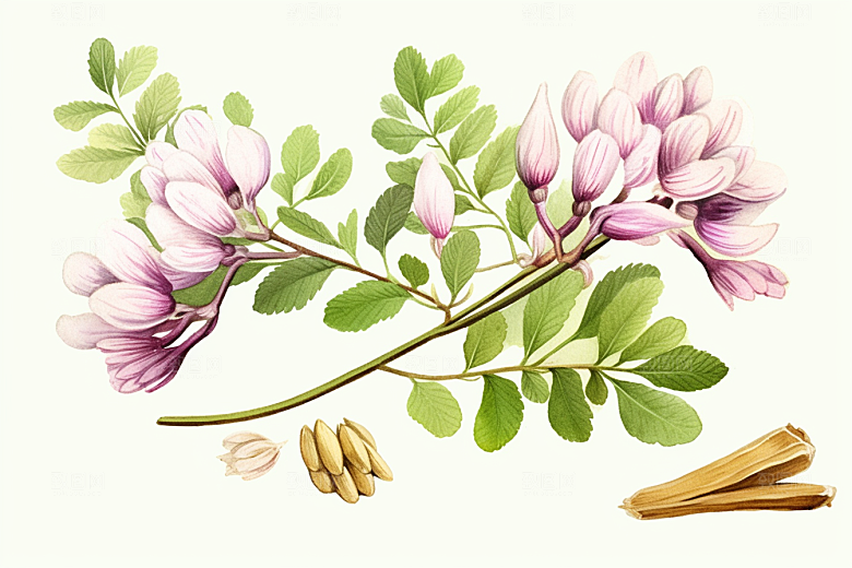 黄芪植物中草药插画
