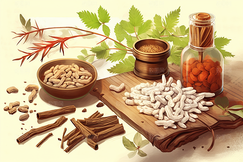 黄芪植物中医插画